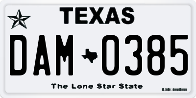 TX license plate DAM0385