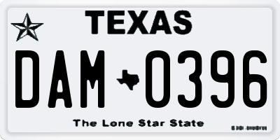 TX license plate DAM0396