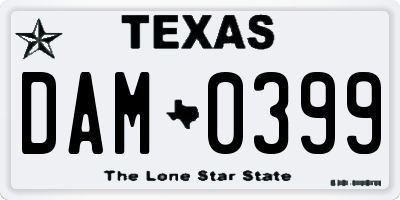 TX license plate DAM0399