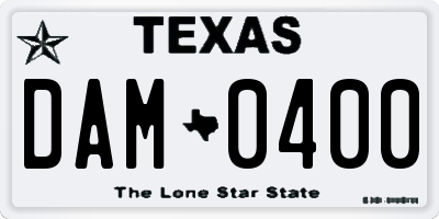 TX license plate DAM0400