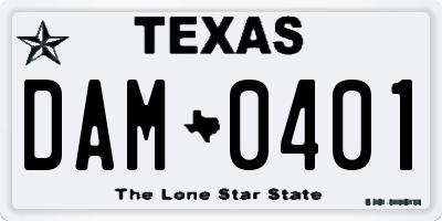 TX license plate DAM0401