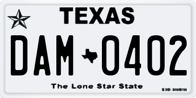 TX license plate DAM0402