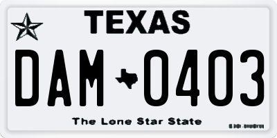 TX license plate DAM0403