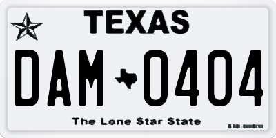 TX license plate DAM0404