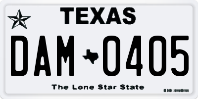 TX license plate DAM0405