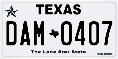 TX license plate DAM0407