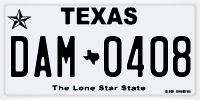 TX license plate DAM0408