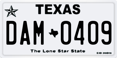 TX license plate DAM0409
