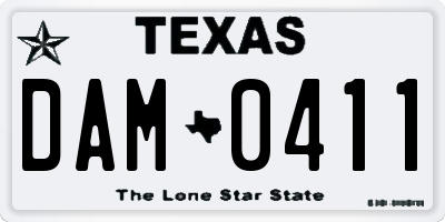 TX license plate DAM0411