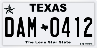 TX license plate DAM0412