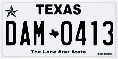 TX license plate DAM0413