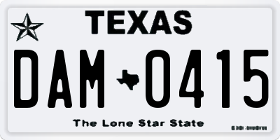 TX license plate DAM0415