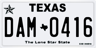 TX license plate DAM0416