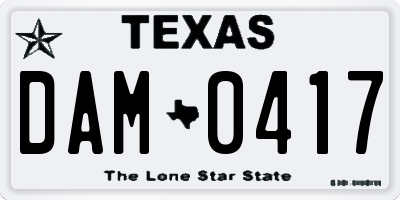 TX license plate DAM0417