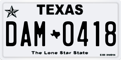 TX license plate DAM0418