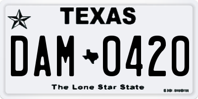 TX license plate DAM0420