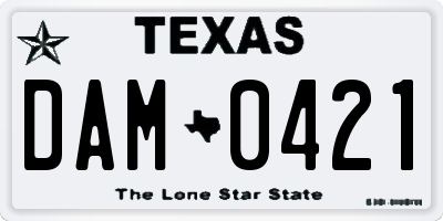 TX license plate DAM0421