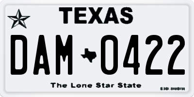 TX license plate DAM0422