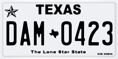 TX license plate DAM0423