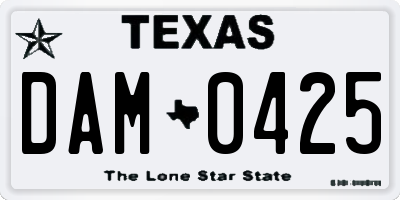 TX license plate DAM0425