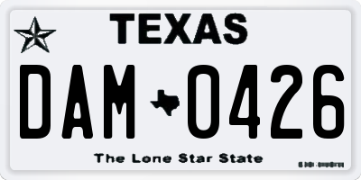 TX license plate DAM0426