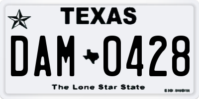 TX license plate DAM0428