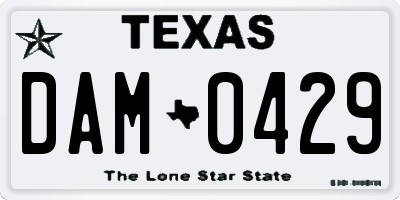 TX license plate DAM0429