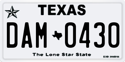 TX license plate DAM0430