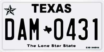 TX license plate DAM0431