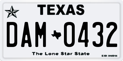 TX license plate DAM0432