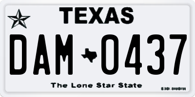 TX license plate DAM0437