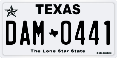 TX license plate DAM0441