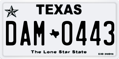 TX license plate DAM0443