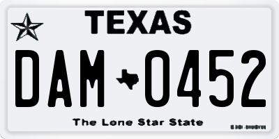TX license plate DAM0452