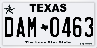 TX license plate DAM0463