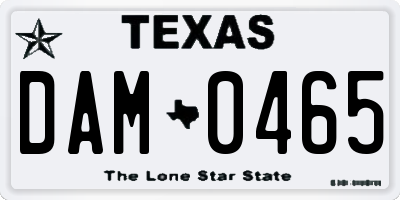 TX license plate DAM0465