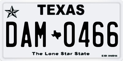 TX license plate DAM0466