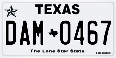 TX license plate DAM0467