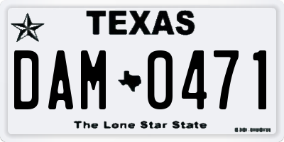 TX license plate DAM0471