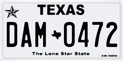 TX license plate DAM0472
