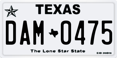 TX license plate DAM0475