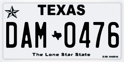 TX license plate DAM0476