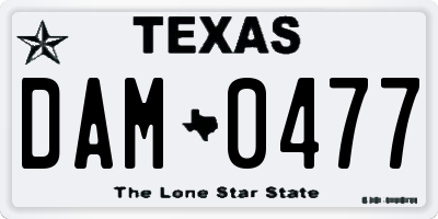 TX license plate DAM0477