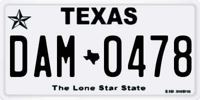 TX license plate DAM0478