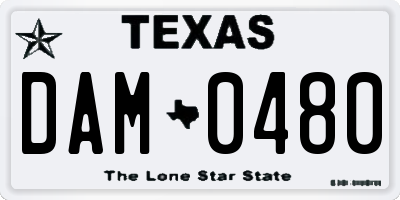 TX license plate DAM0480
