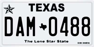 TX license plate DAM0488
