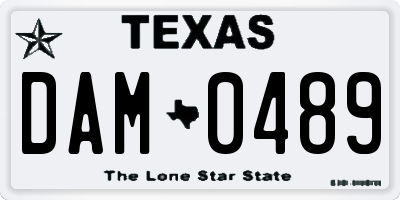 TX license plate DAM0489