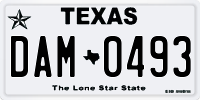 TX license plate DAM0493