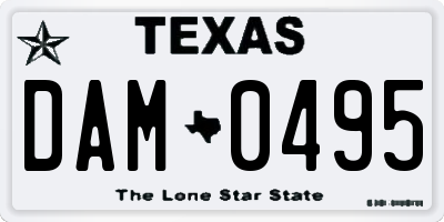 TX license plate DAM0495