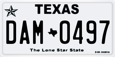 TX license plate DAM0497